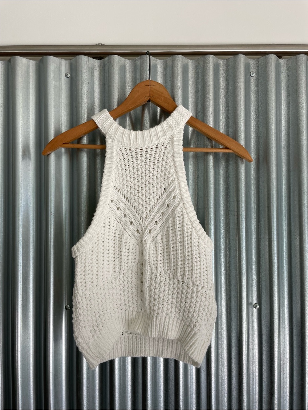 IRO Cream Open-Knit Halter Top